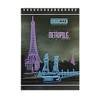 Блокнот на пружине сверху METROPOLIS, А5, 48 л., клетка, картонная обложка,фиолет