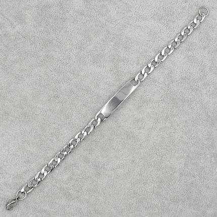 Браслет мужской серебристый панцирный Stainless Steel из медицинской стали длина 22 см ширина 5 мм пластина, фото 1
