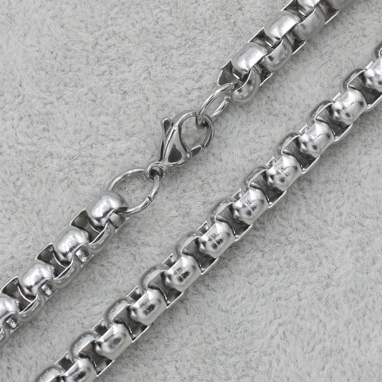 Ланцюг чоловічий бельцер Stainless Steel з медичної хірургічної сталі довжина 60 см ширина 6 мм колір срібло