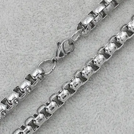 Ланцюг чоловічий бельцер Stainless Steel з медичної хірургічної сталі довжина 60 см ширина 6 мм колір срібло, фото 1