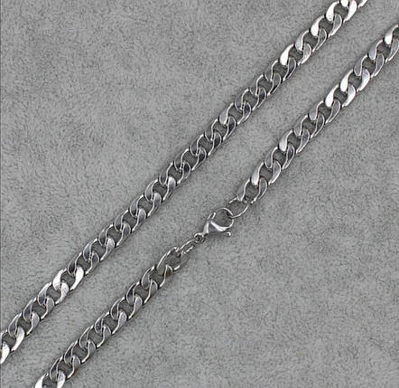 Цепь мужская серебристая панцирная средняя от Stainless Steel из медицинской стали длина 60 см ширина 6 мм, фото 2