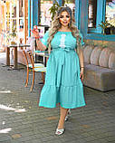 Літня жіноча приталена сукня міді великого розміру, фото 5