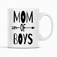 Белая кружка (чашка) с оригинальным принтом в подарок маме "Mom Of Boys. Мама мальчиков" Push IT