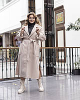 Пальто жіноче вільного стилю Олеся кремове