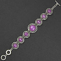 Браслет жіночий сріблястого кольору з камінчиками чарунок і візерунками застібка тогл завдовжки 22 см ширина 25 мм