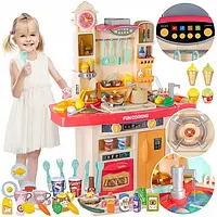 Детская большая интерактивная кухня Fun Cooking 998 B - ВОДА, ПАР, ЗВУК, СВЕТ - 56 предметов - 100 см