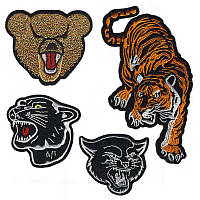 Вышитые нашивки Медведи Тигры Пантеры. Набор 4 шт. Embroidery (69681)
