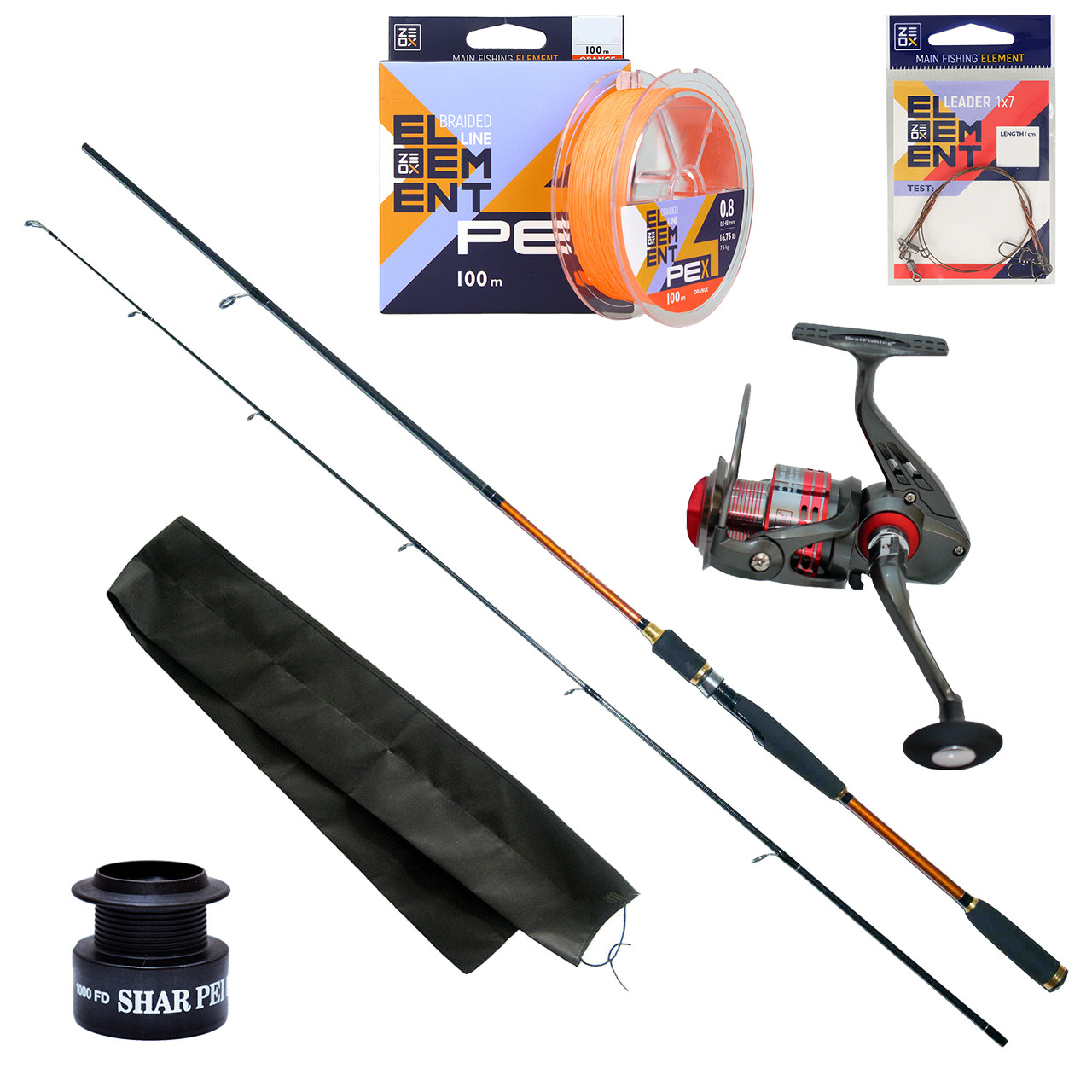 Набір на хижака спінінг 1.8 м 4-24 г, котушка 3000 1 bb, шнур 100 м PE, фото 1