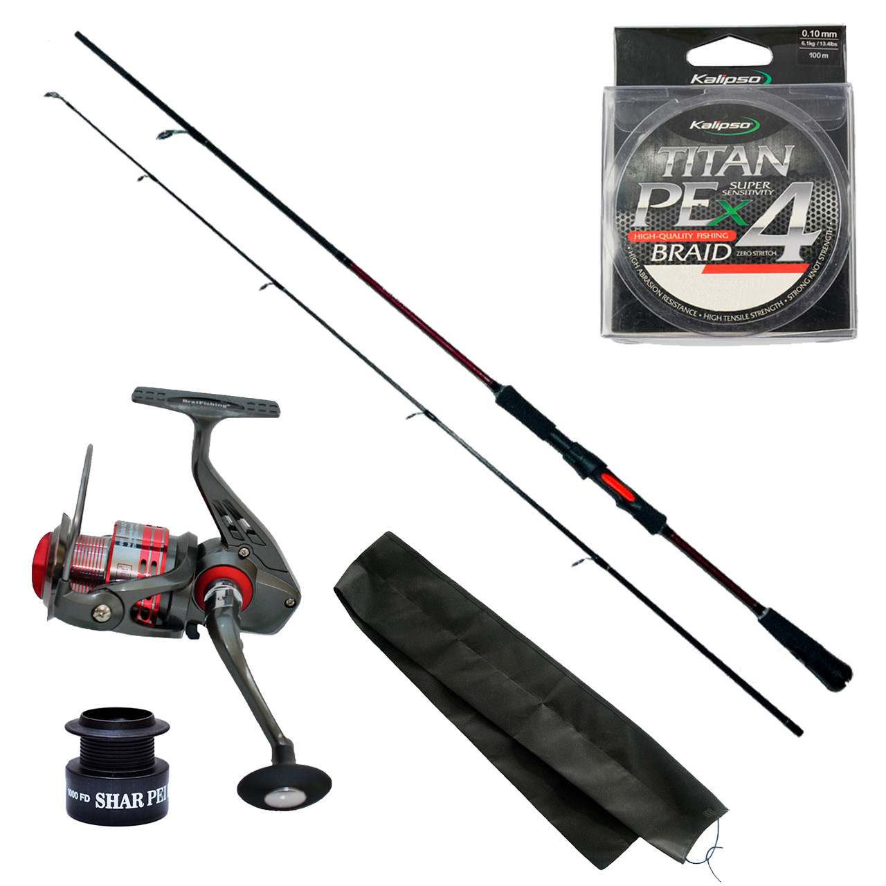 Набір на хижака спінінг 2.4 м 5-25 г, котушка 3000 1 bb, шнур 100 м PE, фото 1