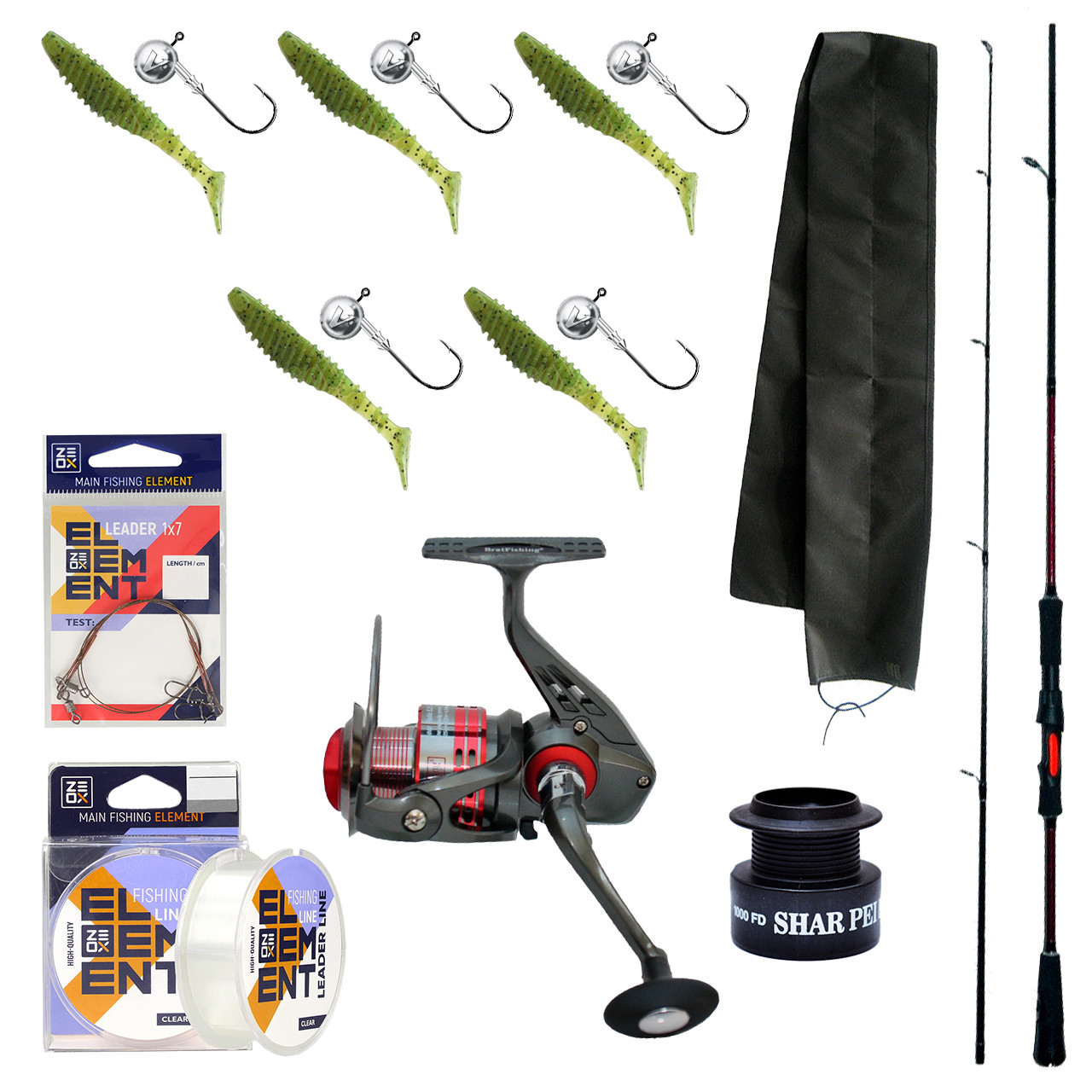 Набір на хижака спінінг 1.8 м 5-25 г, котушка 3000 1 bb, волосінь 100 м, фото 1