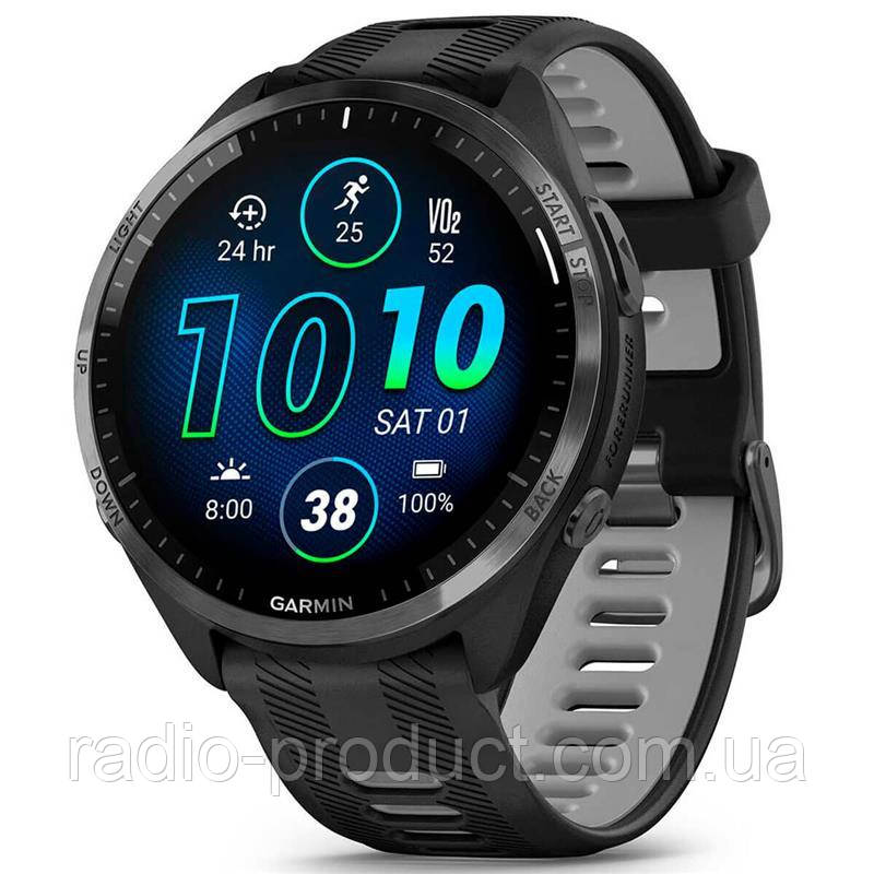 Смарт-годинник Garmin Forerunner 965 Carbon Gray DLC Titanium Bezel with Black Case and Black/Powder Gray