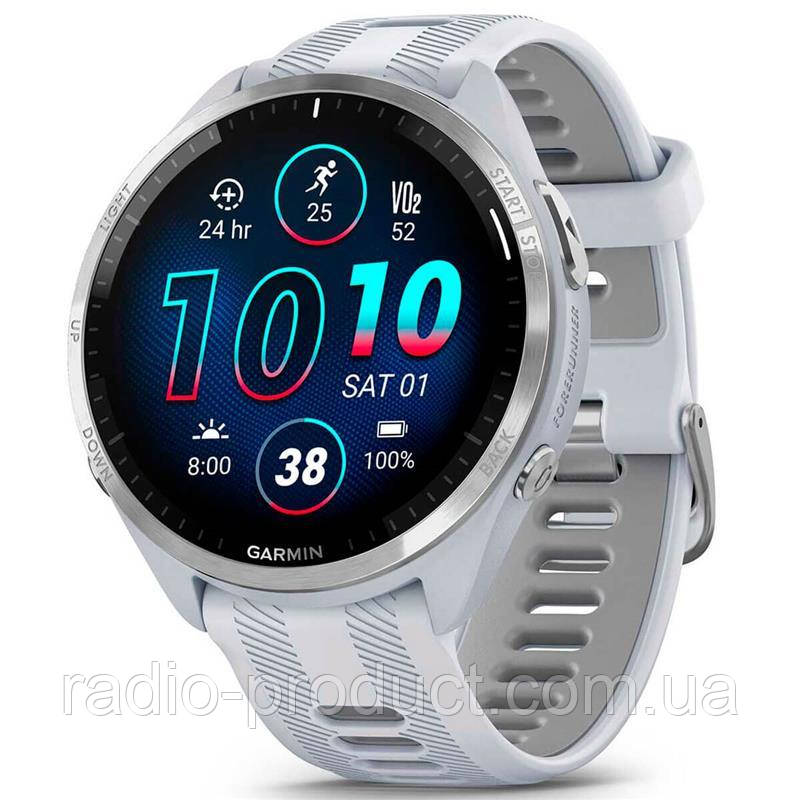 Смарт-годинник Garmin Forerunner 965 Titanium Bezel with Whitestone Case and Whitestone/Powder Gray Silicone