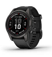 Смарт-годинник Garmin Fenix 7S Pro Sapphire Solar Carbon Gray Titanium with Black Silicone (010-02776-54)