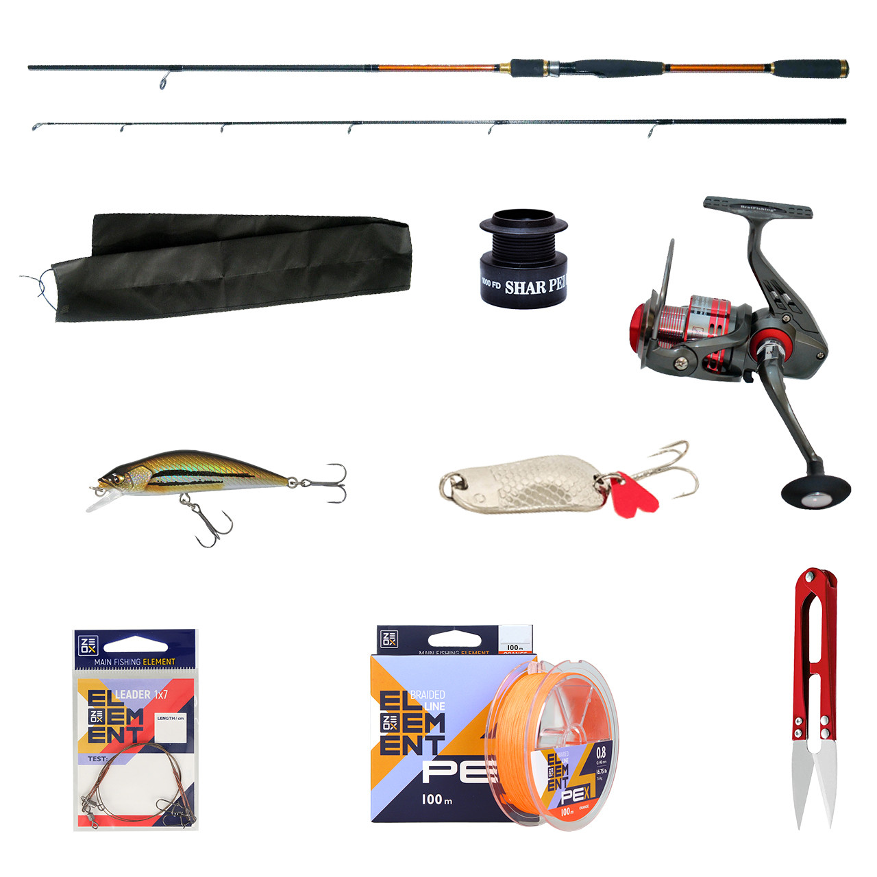 Набір на хижака спінінг 1.8 м 4-24 г, котушка 3000 1 bb, шнур 100 м PE (з приманками), фото 1