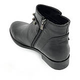 Черевики низькі чорні жіночі шкіряні на байці демісезон з блискавкою Zlett 9206 байка розмір 35, фото 5