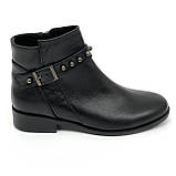 Черевики низькі чорні жіночі шкіряні на байці демісезон з блискавкою Zlett 9206 байка розмір 35, фото 4