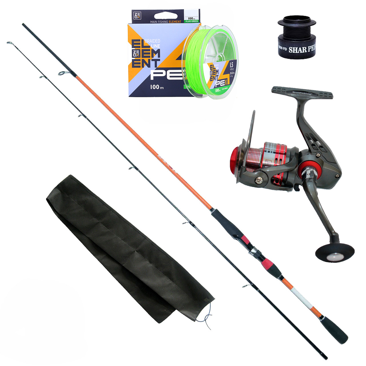 Набір на хижака спінінг 2.4 м 4-19 г, котушка 3000 1 bb, шнур 100 м PE, фото 1