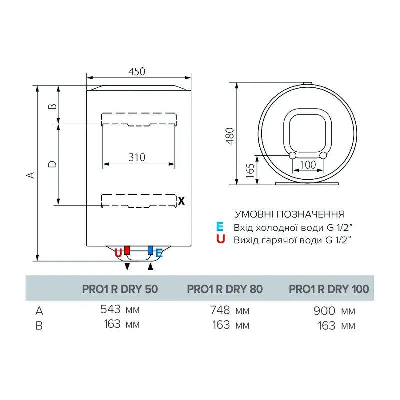 Водонагрівач ARISTON PRO1 R DRY HE 100 1,5К PL сухий тен - фото 3 - id-p2107554253