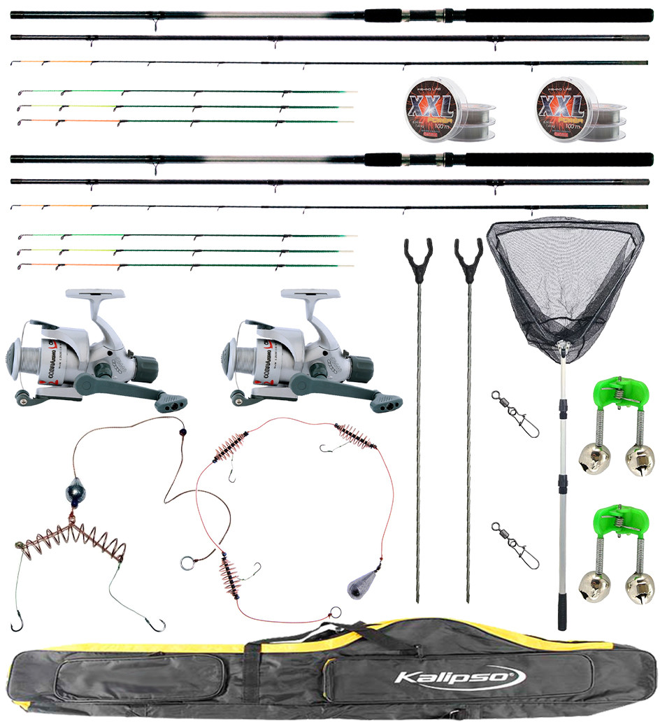 Набір Фідерний "Все що необхідно" Фідерні вудилища 3.9 м. +оснащення та котушки з лескою в чохлі 150см., фото 1