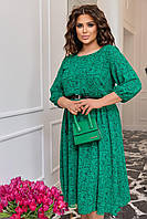 Красивое женское платье зеленое из шифона в цветочный принт ЮР/-2448
