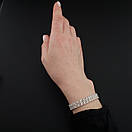 Жіночий срібний браслет подвійний арабський бісмарк з білими камінцями. Регульований 17 - 20 см. Срібло 925, фото 2