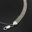 Жіночий срібний браслет подвійний арабський бісмарк з білими камінцями. Регульований 17 - 20 см. Срібло 925, фото 8