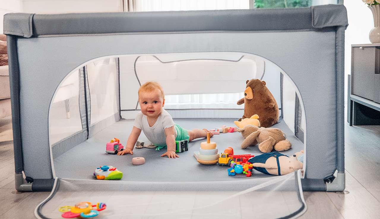 Манеж 187х127 см Lionelo WILLOW GREY CONCRETE