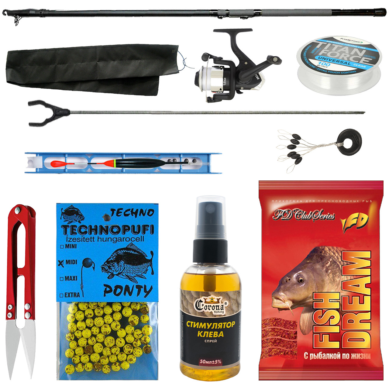 Набір поплавцевий Карбонова вудка в зборі (4 м), фото 1