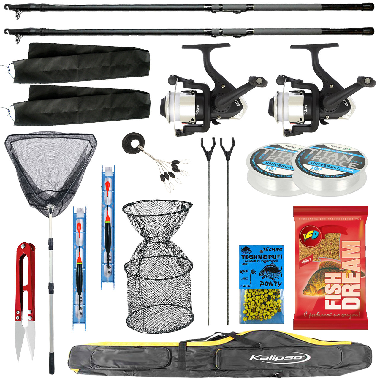 Набір Поплавцевий "Повний" Все, що потрібно для риболовлі з Карбоновими Вудочками (5 м), фото 1