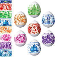 Етикетки ТЕРМО для великодніх яєць "Гжель"
