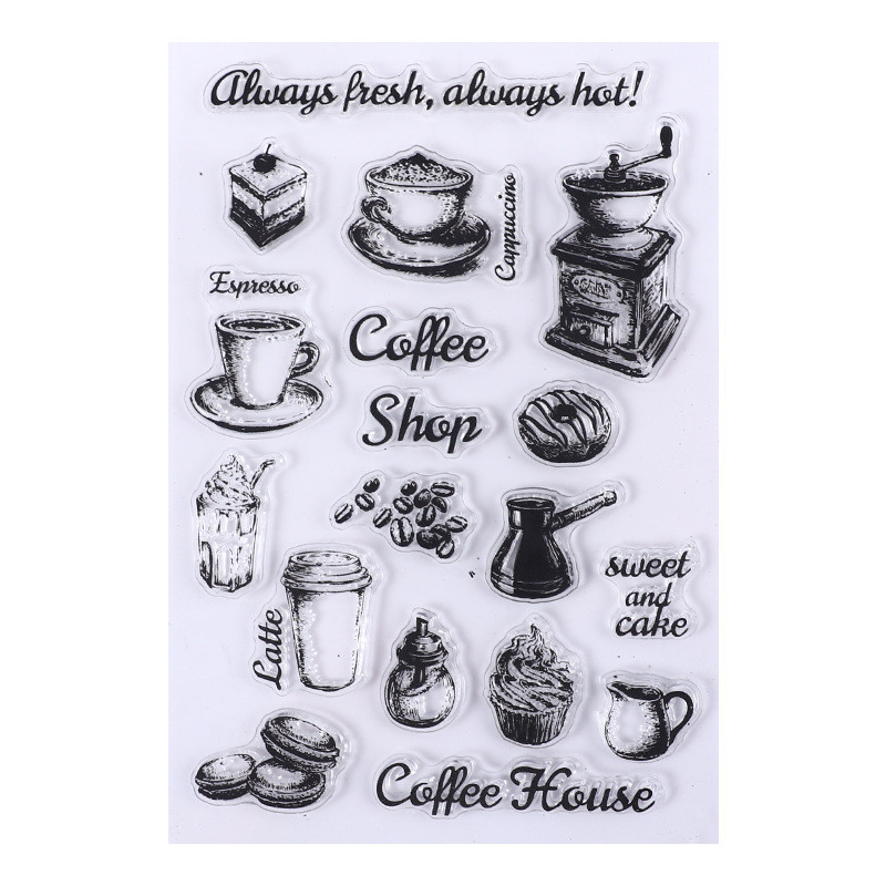 Набір силіконових штампів для скрапбукінгу Coffee Shop CHT047, фото 1