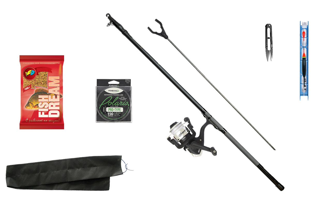 Набір Поплавцевий Легка карбонова вудка (5 м) +катушка и оснастка, фото 1