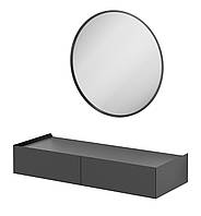 Підвісний сірий туалетний столик із двома ящиками та кругле настінне дзеркало для макіяжу Beta 5 Gray Gardi