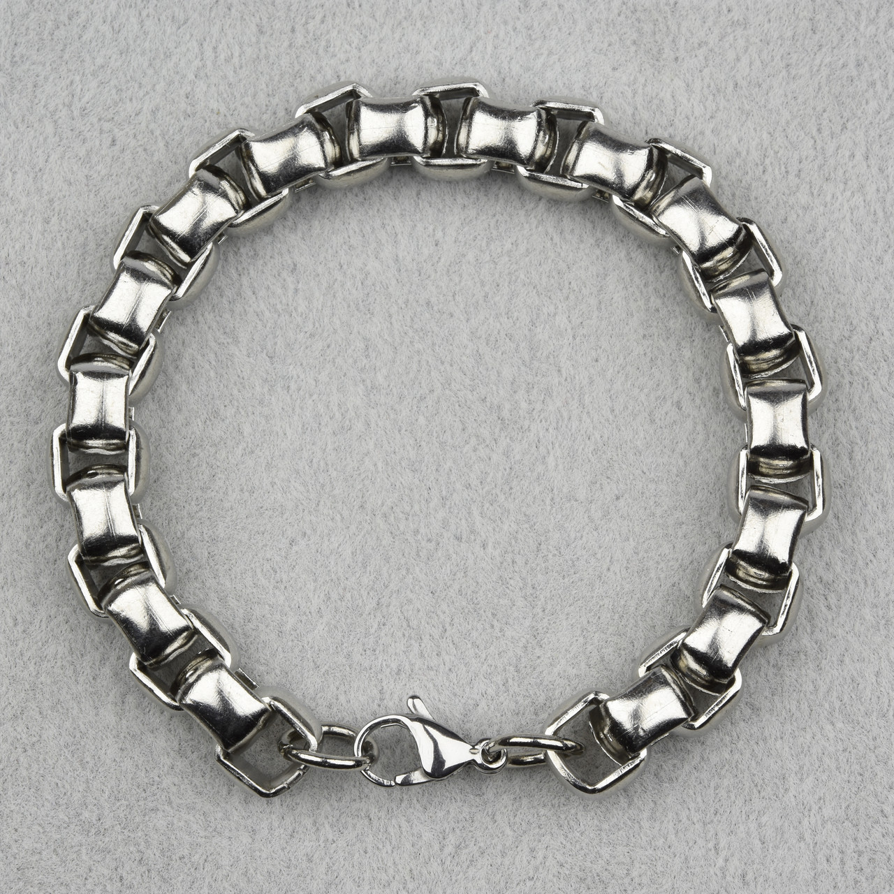 Браслет чоловічий сріблястий плетіння бельцер Stainless Steel з медичної сталі довжина 22 см ширина 10 мм