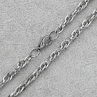 Цепочка серебристая плетение двойной ручеек из нержавеющей стали от Stainless Steel длинна 60 см ширина 3 мм