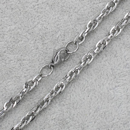 Цепочка серебристая плетение двойной ручеек из нержавеющей стали от Stainless Steel длинна 60 ширина 5 мм, фото 1
