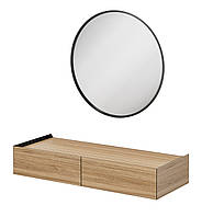 Підвісний туалетний столик із двома шухлядами та кругле настінне дзеркало для макіяжу Beta 5 Wood Gardi