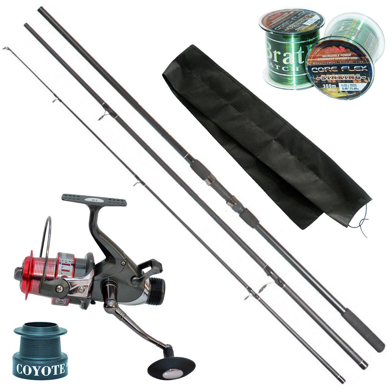 Набір Короповий Bratfishing (Aborigen) з вудилищем (3.9м.), котушкою Coyote та волосінню 300м., фото 1