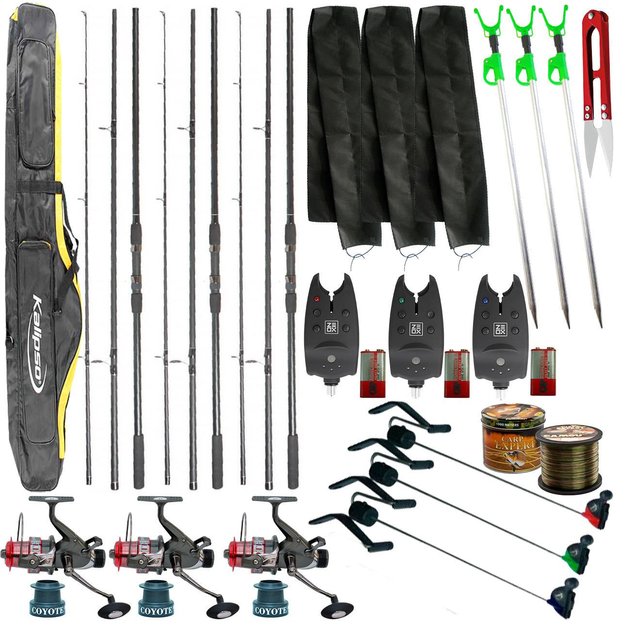 Готовий короповий набір 3.9 м з електронними сигналізаторами, рибальське спорядження для ловлі мирної риби, фото 1