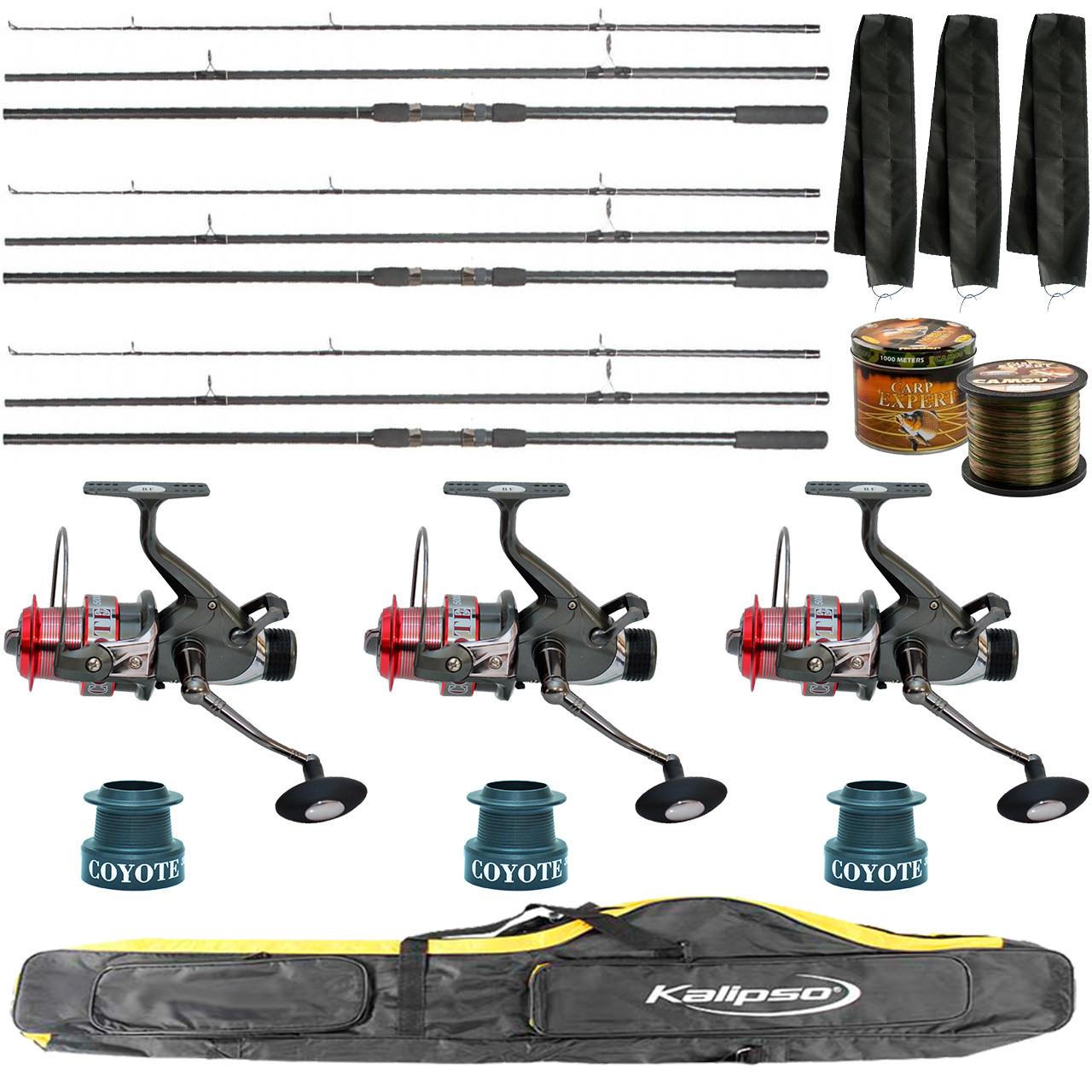 Набір Короповий Вудилища 3.9м. + Котушки + Чохол + Волосінь 1000м. в ПОДАРУНОК, фото 1