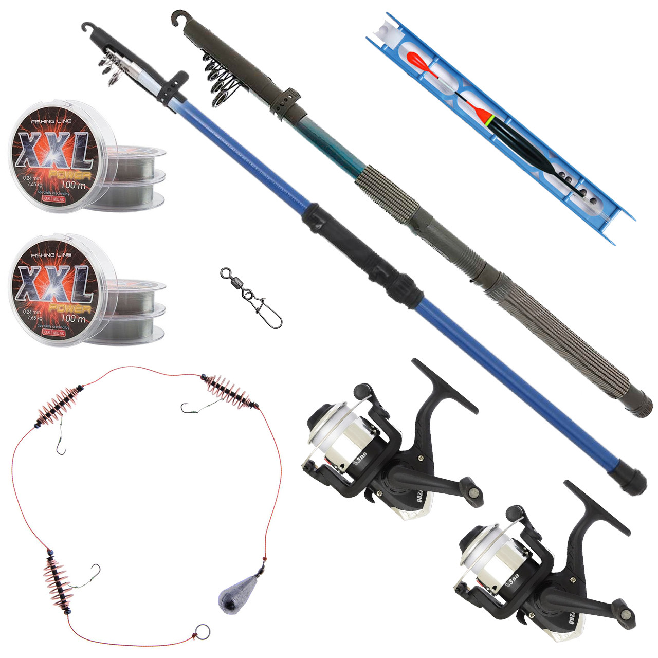 Універсальний подарунковий рибальський набір 2.4 м, готовий літній рибальський комплект, фото 1