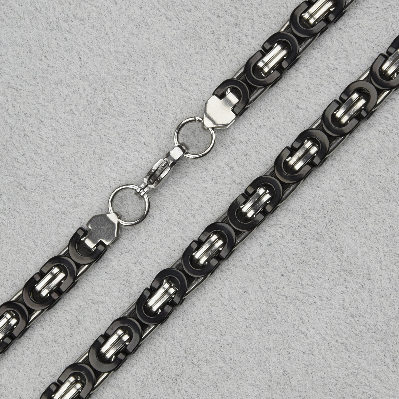 Ланцюг чоловічий Stainless Steel Rage чорні зі сріблом ланки з медичної сталі довжина 55 см ширина 6 мм