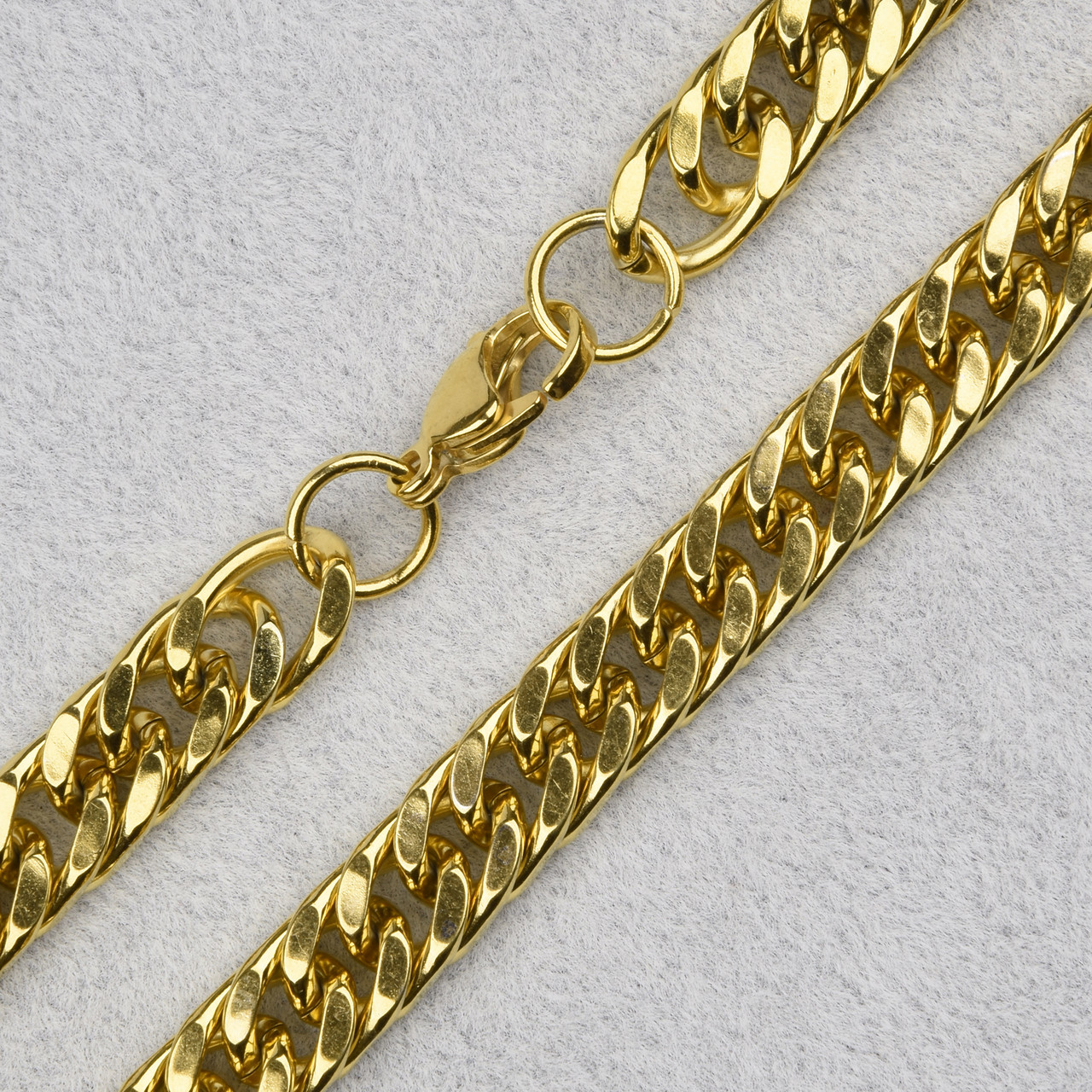 Чоловічий золотистий ланцюг панцирна класика з медичної сталі Stainless Steel довжина 60 см ширина 8 мм