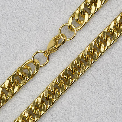 Чоловічий золотистий ланцюг панцирна класика з медичної сталі Stainless Steel довжина 60 см ширина 8 мм, фото 1