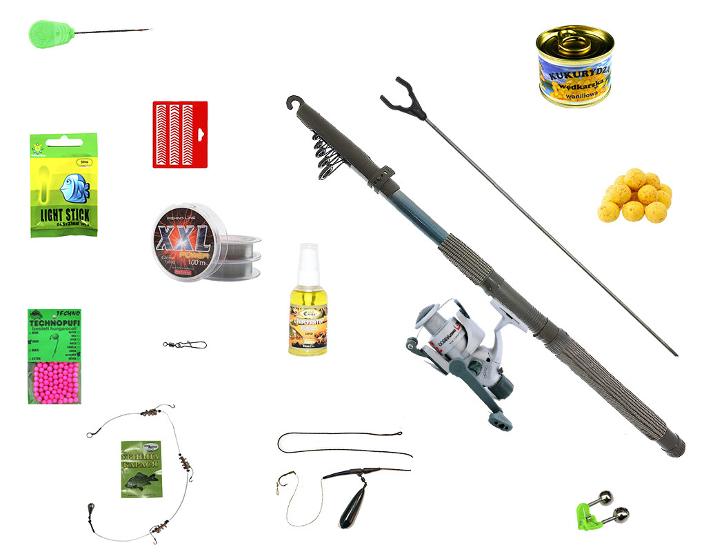 Універсальний рибальський комплект 2.1 м, рибальський набір для ловлі мирної риби&nbsp;влітку на подарунок рибалкам, фото 1