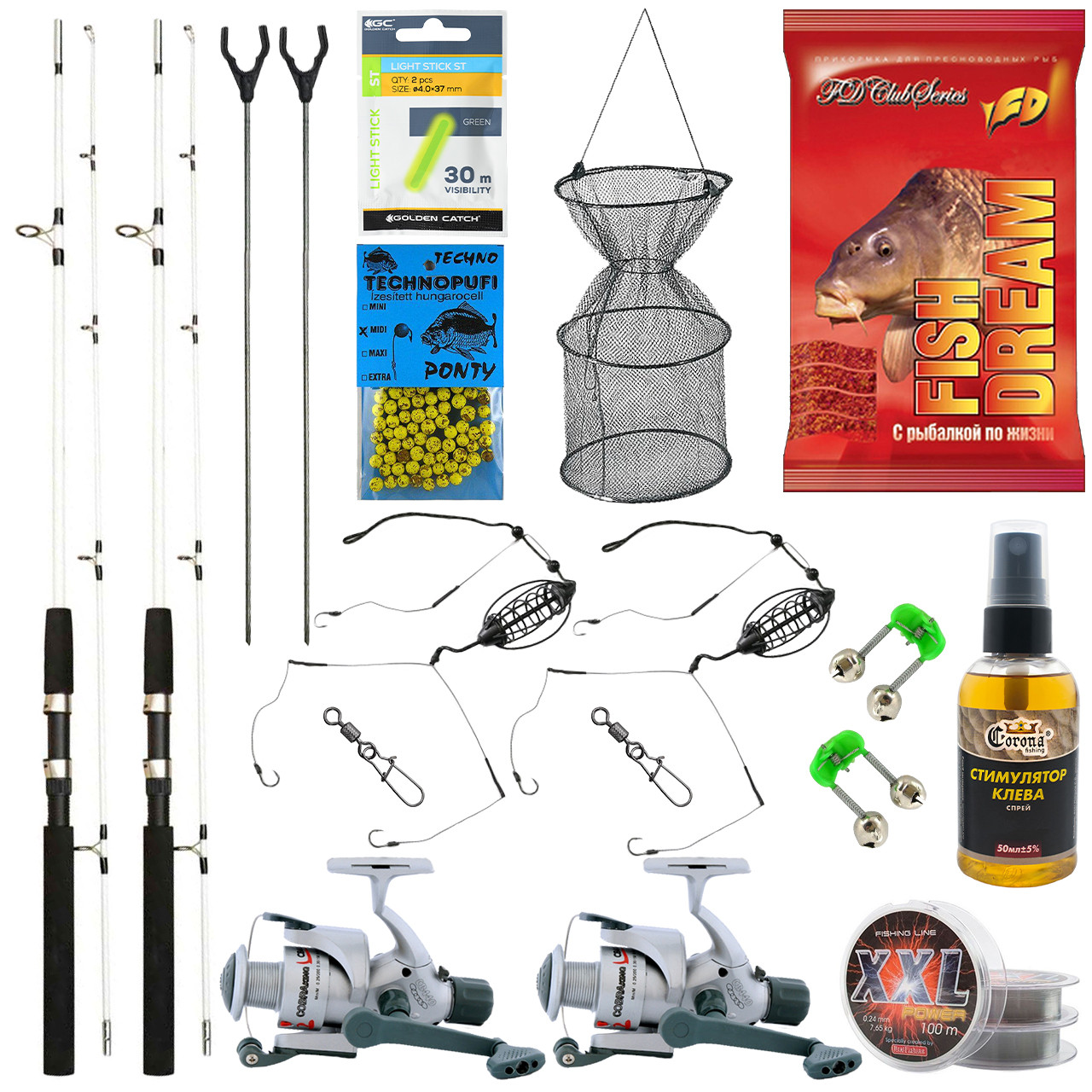 Універсальний подарунковий спінінг 2.7 м для ловлі мирної риби, готовий набір снастей для рибалки, фото 1