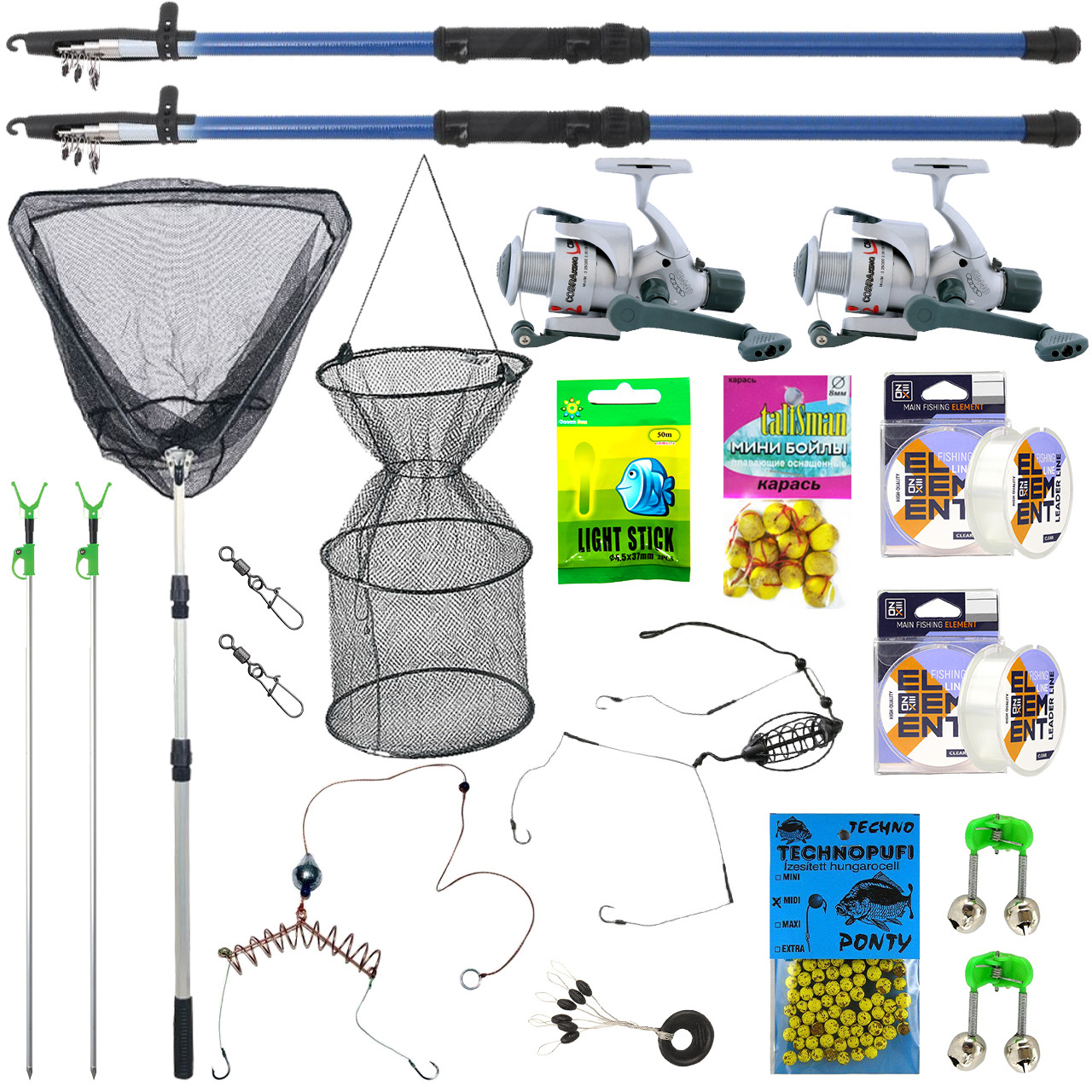 Універсальний рибальський комплект для риболовлі влітку, подарунковий рибальський готовий набір для ловлі мирної риби, фото 1