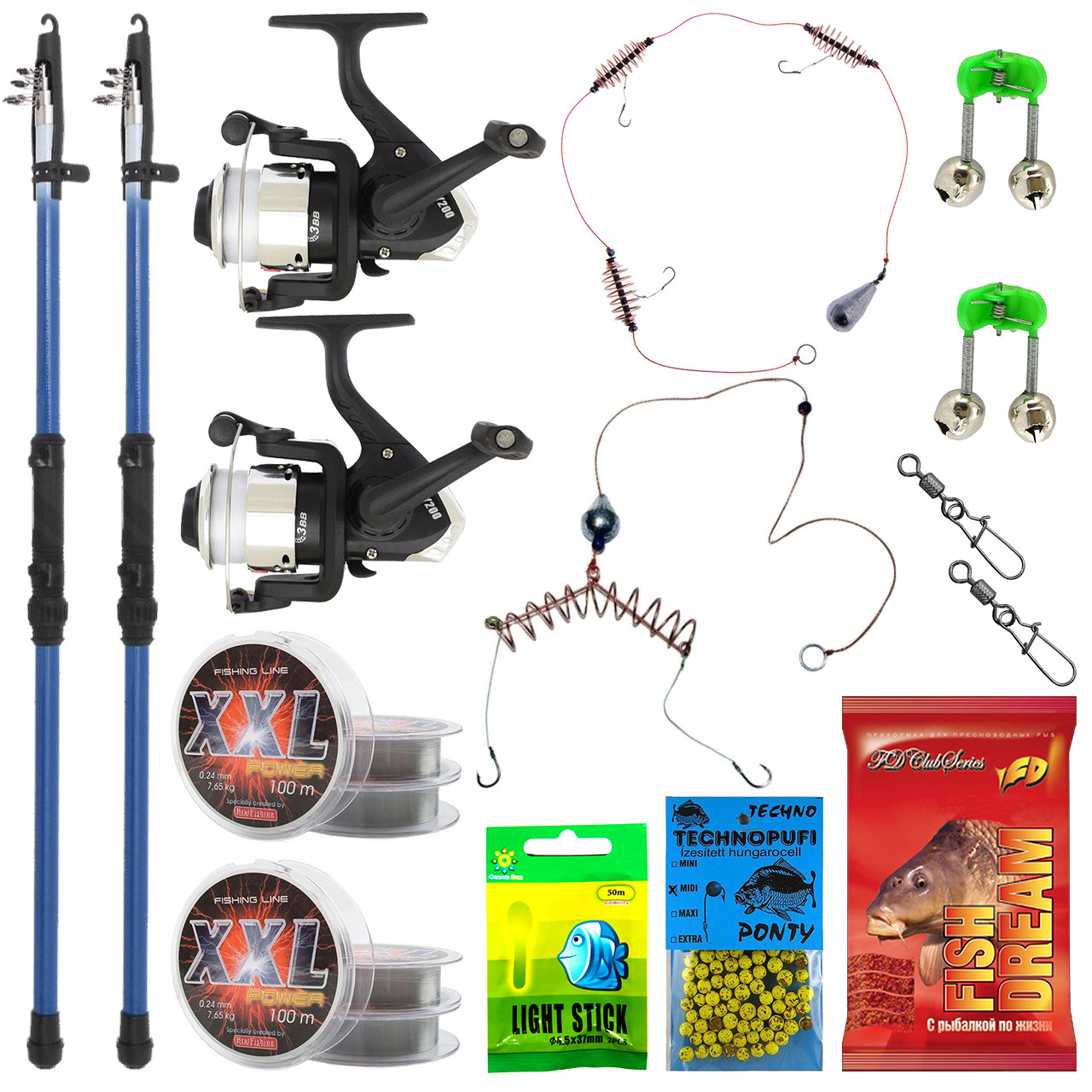 Універсальний набір для рибалки-початківця 2.4 м, готове спорядження для ловлі мирної риби на літо в подарунок, фото 1