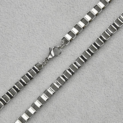 Ланцюг чоловічий Stainless Steel кубики з медичної хірургічної сталі довжина 60 см ширина 5 мм колір срібло, фото 1