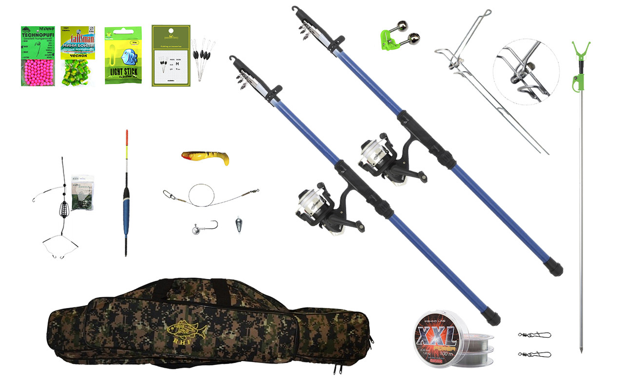 Універсальний рибальський комплект 2.1 м, готовий набір снастей і обладнання для лову хижака на подарунок, фото 1